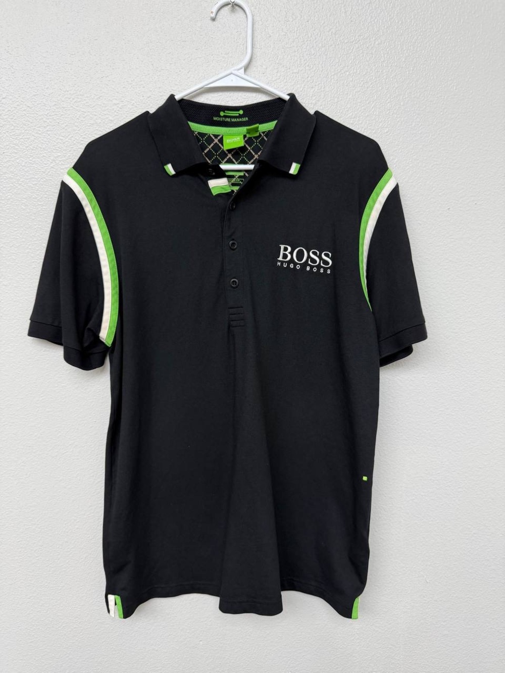 Hugo Boss Green Label Paddy Polo Shirt Mens Large Black Moisture Manager Golf